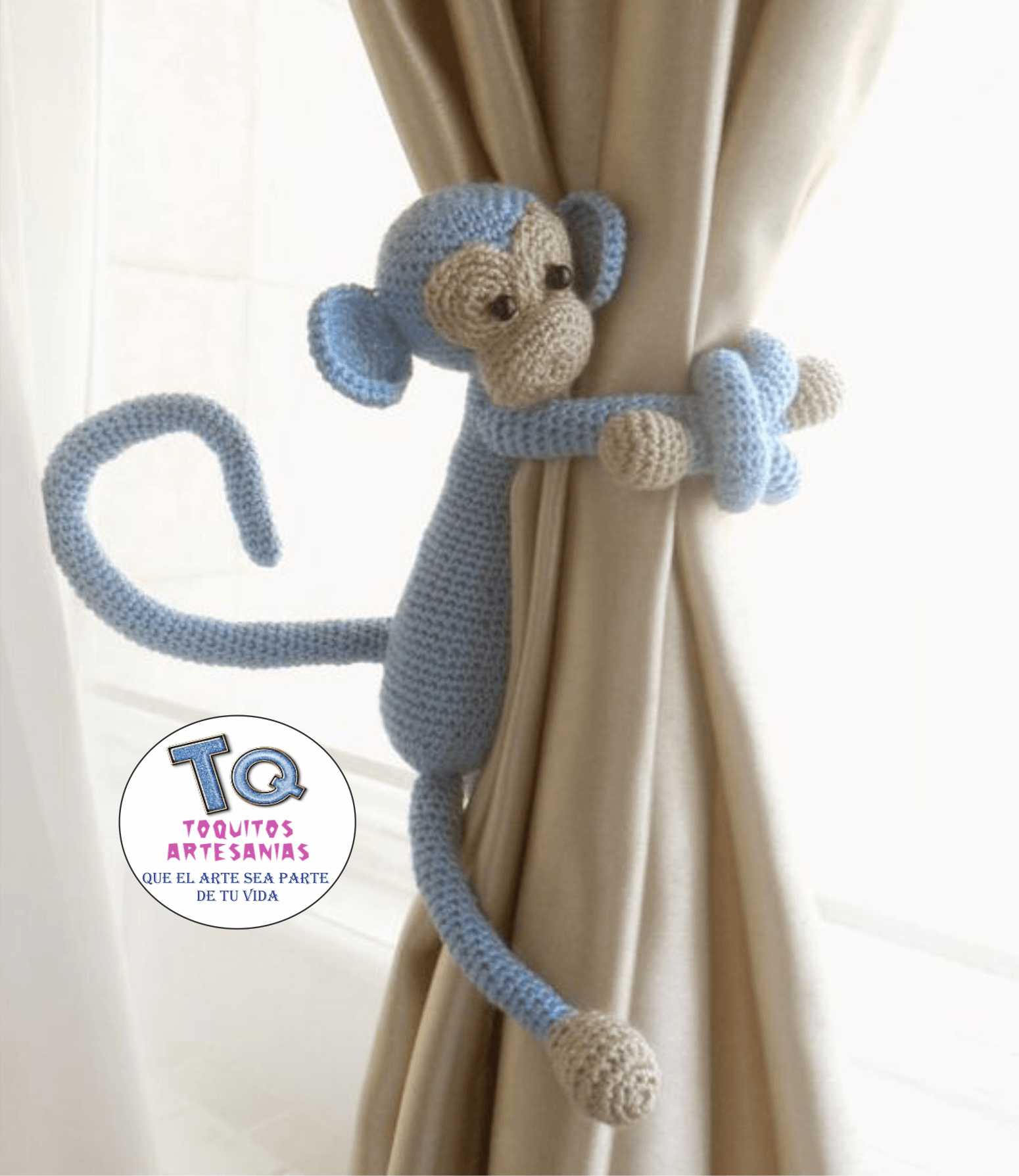 monito cola larga Sujeta Cortinas - Imagen 3