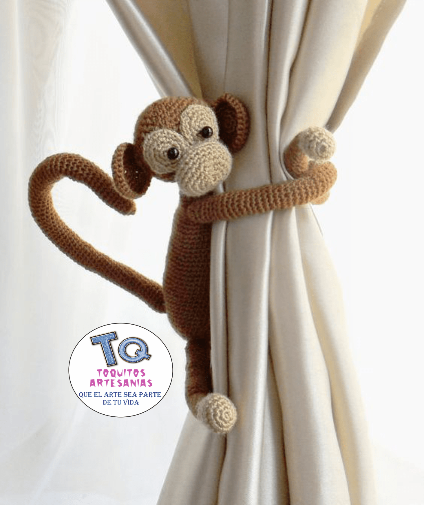 monito cola larga Sujeta Cortinas - Imagen 2