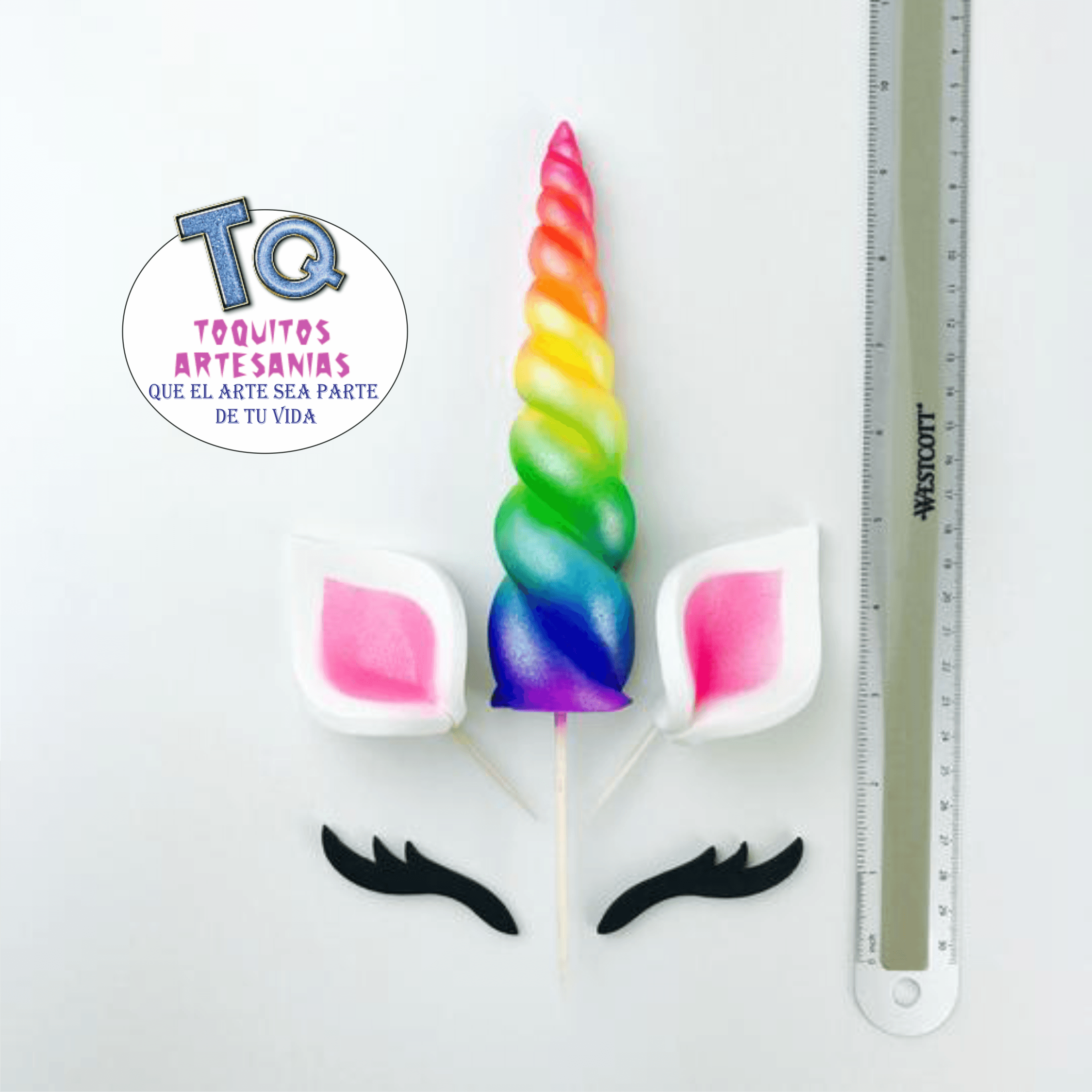 Cuerno unicornio Arcoíris Pack Adorno para torta cod AT009 - Imagen 2