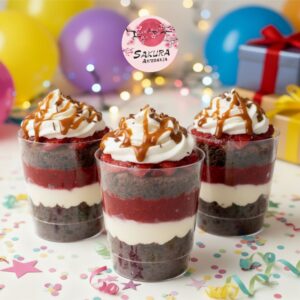 Shot browning con frutilla y crema