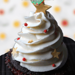 Cupcakes Navideño árbol con crema