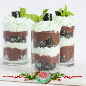 Postre shot dulce leche Brownie y menta