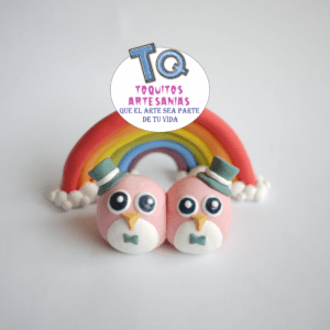 Pingüino pareja lgbt+arcoiris Adorno porcelana fría cod AT063