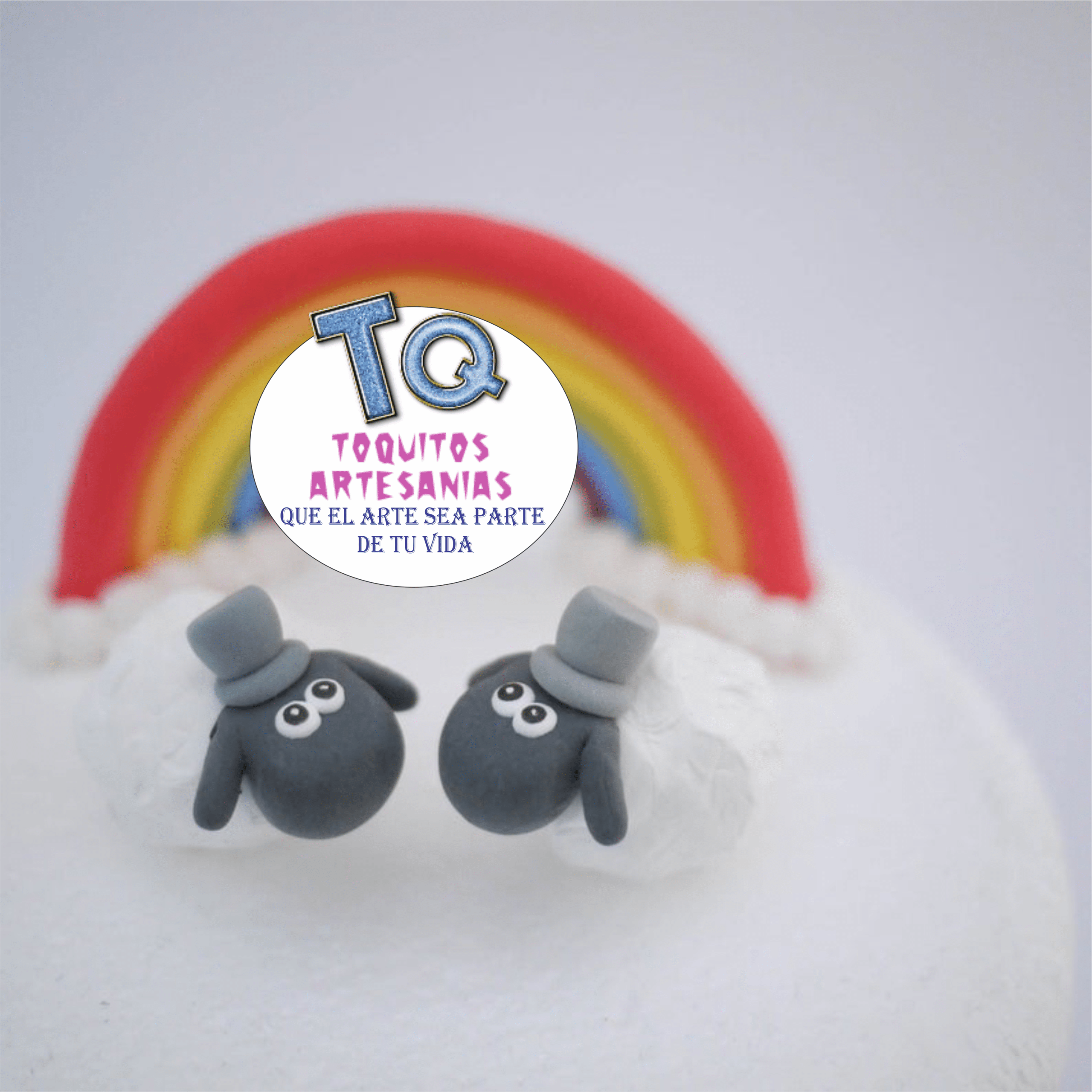 Ovejas pareja Lgbt +arcoiris Adorno porcelana fría cod AT064