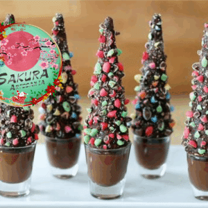Postre shot árbol navideño de chocolate