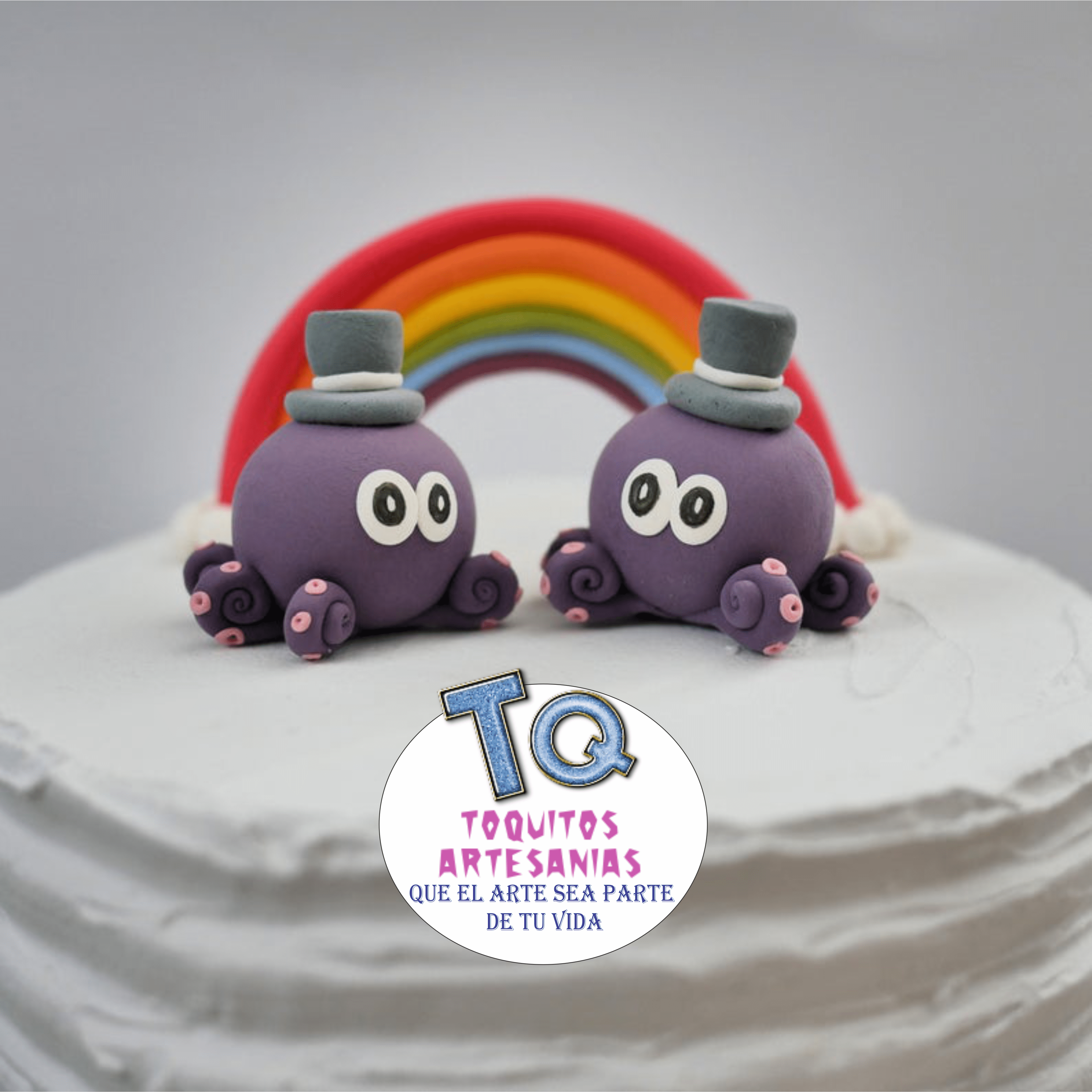 Pulpos pareja Lgbt Adorno porcelana fría cod AT069 - Imagen 2