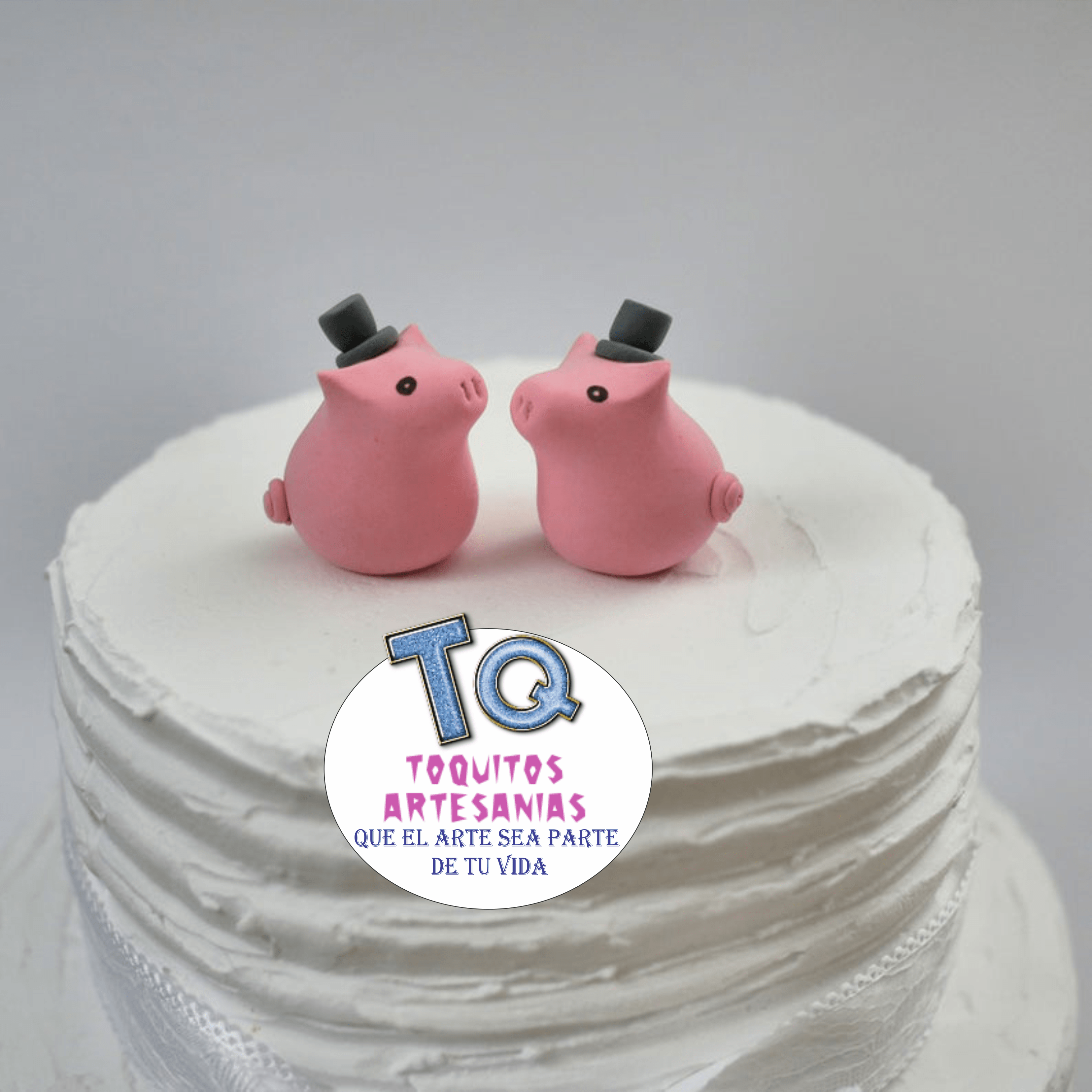 cerditos pareja Lgbt Adorno porcelana fría cod AT071 - Imagen 2