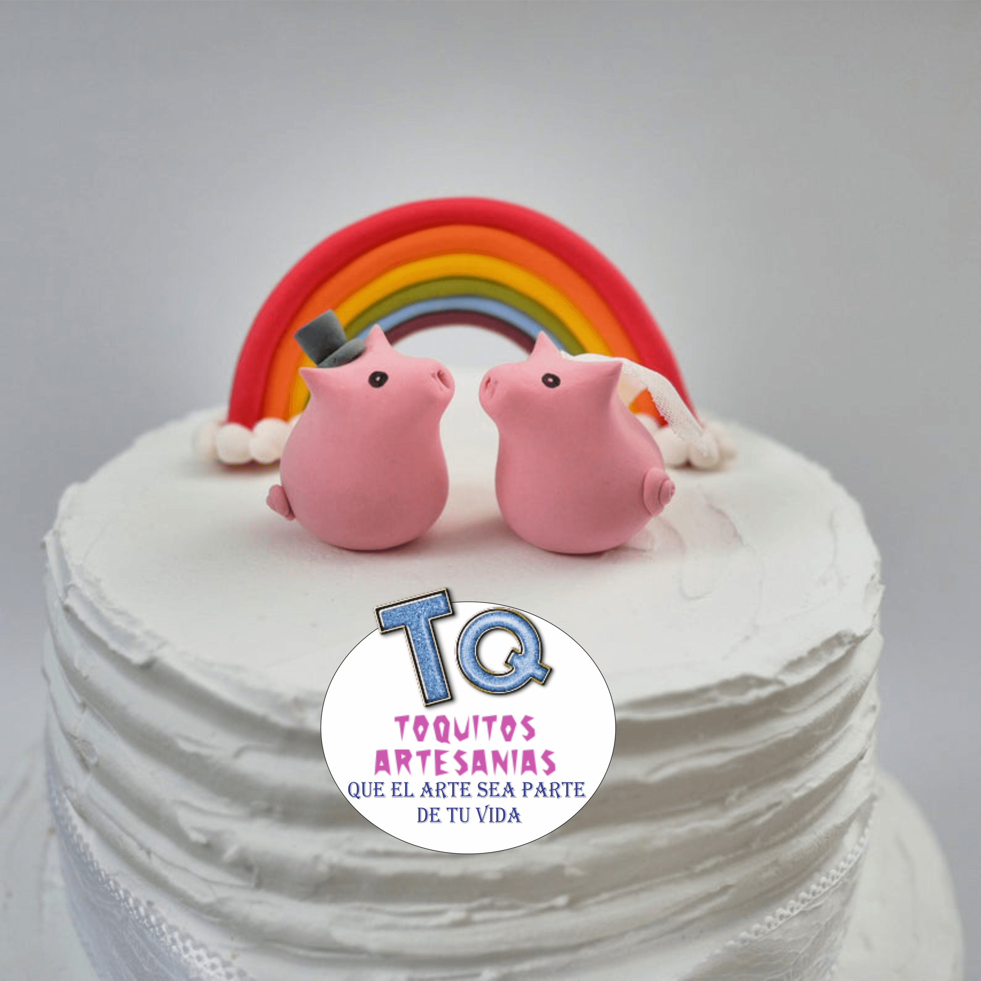 cerditos pareja Lgbt Adorno porcelana fría cod AT071 - Imagen 3