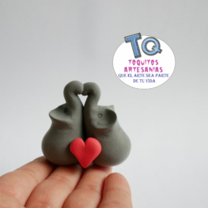 Pareja elefantes Adorno porcelana fría cod AT103