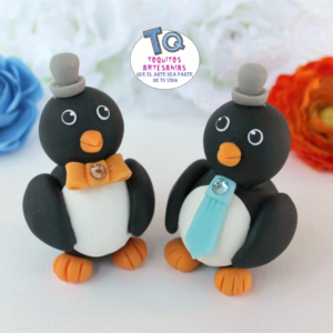 Pareja Lgbt Pingüino Adorno porcelana fría cod AT210