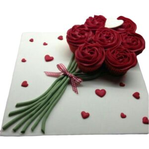 Ramo de flores rojo cupcake dia de la madre