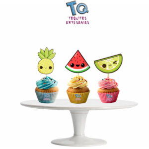 Cupcake Toppers Frutas kawaii x10u