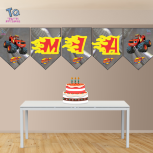 Blaze Monster machine Banderín con Nombre