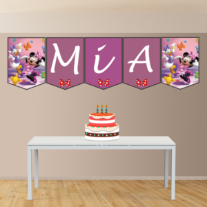 Ayuda alegre Banderín con Nombre