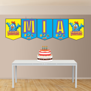 Gallinita pintadita Banderín con Nombre