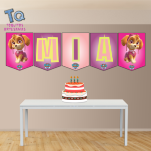 Skye patrulla canina Banderín con Nombre