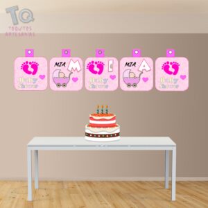 Baby shower niña Banderín Felicidades