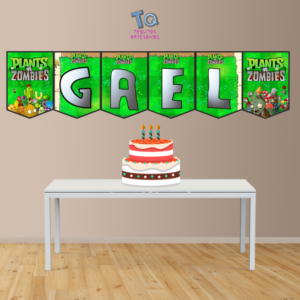 Plantas vs Zombies Banderín con nombre