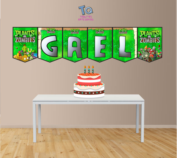 Plantas vs Zombies Banderín con nombre