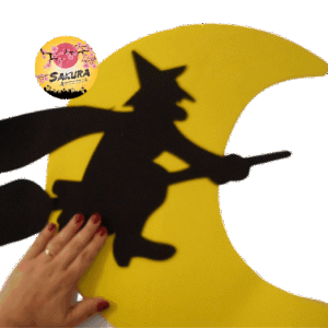 Apliques bruja en luna Halloween