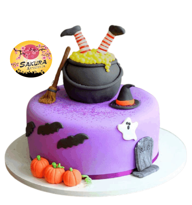 Torta Bruja en el caldero Halloween