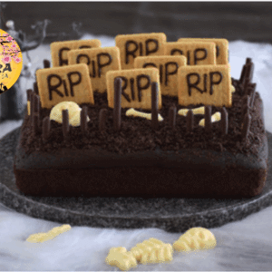 Torta Brownie cementerio rip Halloween