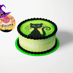 Torta Merengue y lamina Gato Negro Halloween