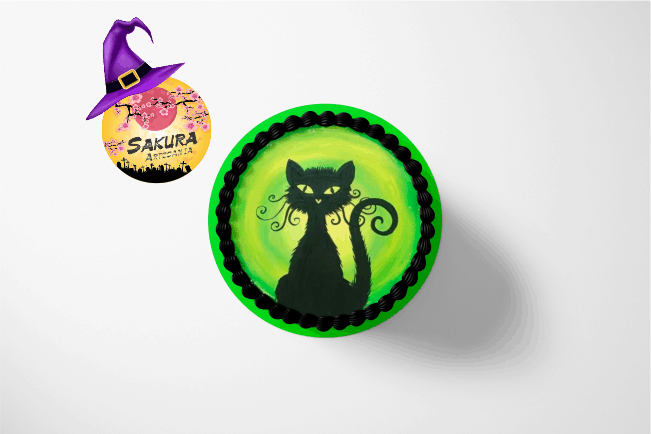 Torta Merengue y lamina Gato Negro Halloween - Imagen 2