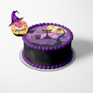 Torta Merengue y lamina Gato Negro Halloween