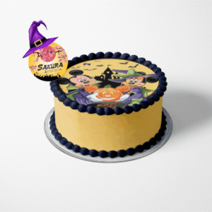 Torta Merengue y lamina Mickey y Minnie Halloween