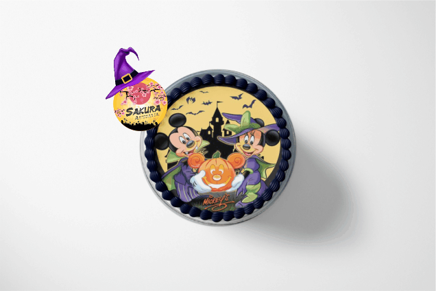 Torta Merengue y lamina Mickey y Minnie Halloween - Imagen 2