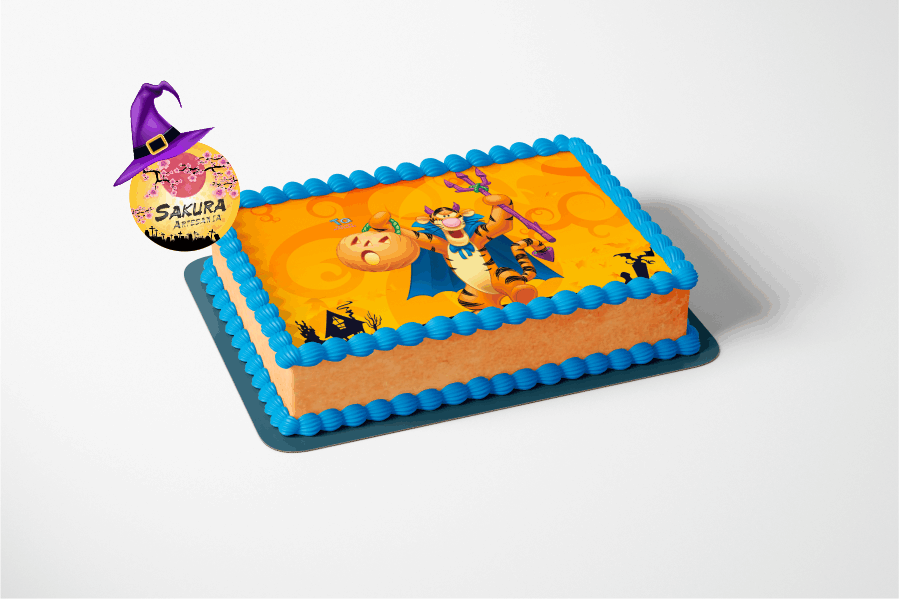 Torta Merengue y lamina Tigger Halloween