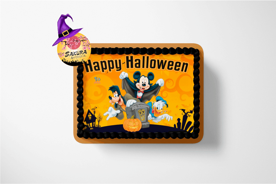 Torta Merengue y lamina Mickey y amigos Halloween - Imagen 2