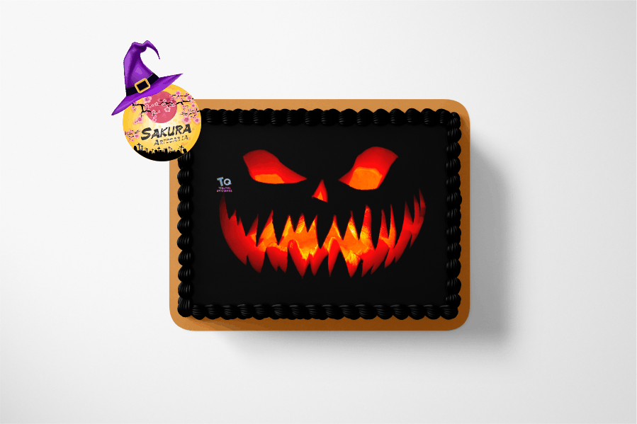 Torta Merengue y lamina Terror calabaza Halloween - Imagen 2