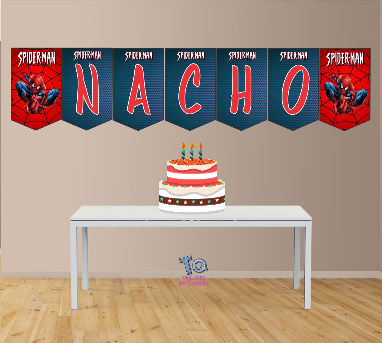 Spiderman Banderín con nombre