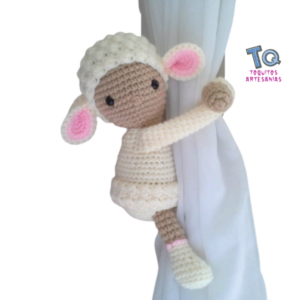 Ovejita bebe blanca Sujeta Cortinas