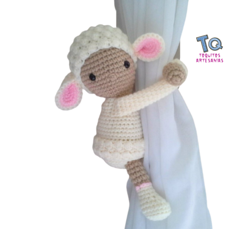 Ovejita bebe blanca Sujeta Cortinas