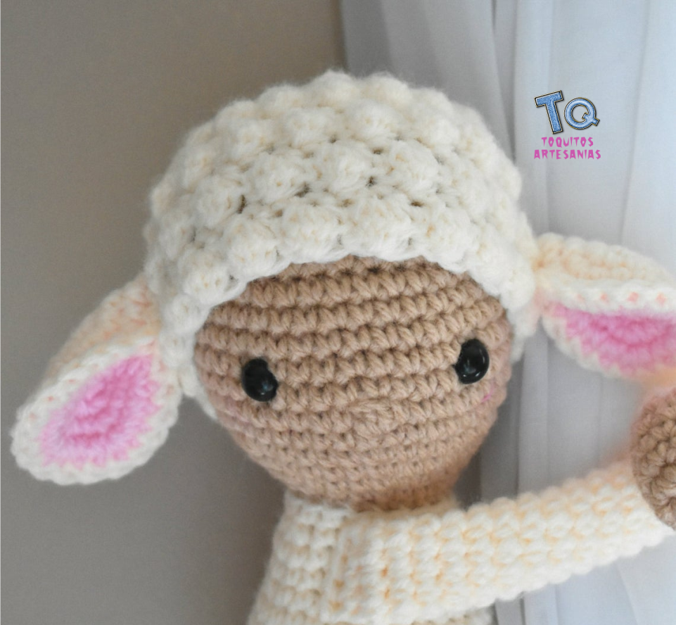 Ovejita bebe blanca Sujeta Cortinas - Imagen 3