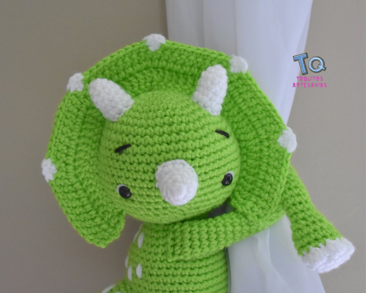 Dinosaurio Triceratops Sujeta Cortina - Imagen 2