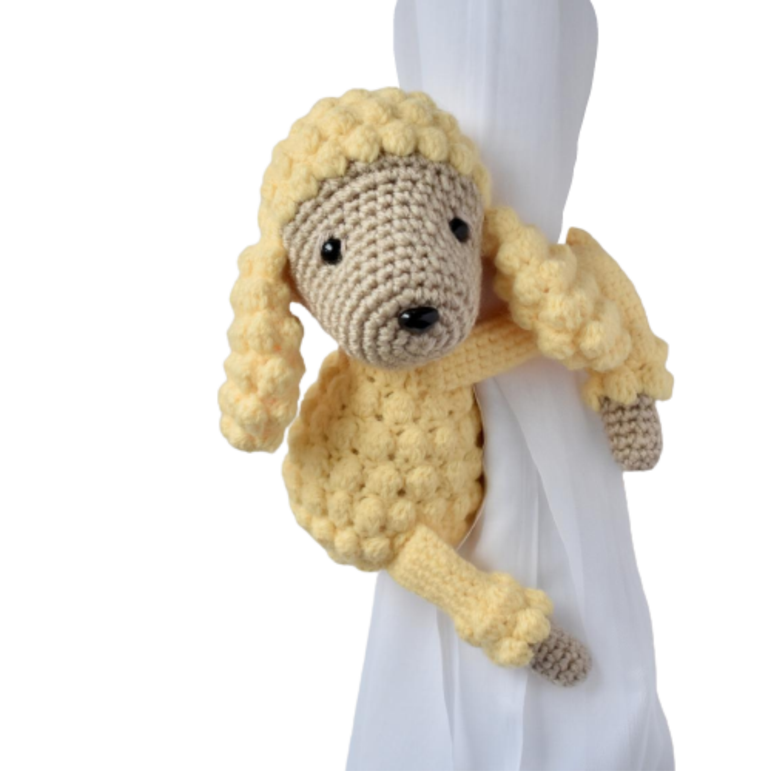 Perrito Caniche Sujeta Cortina