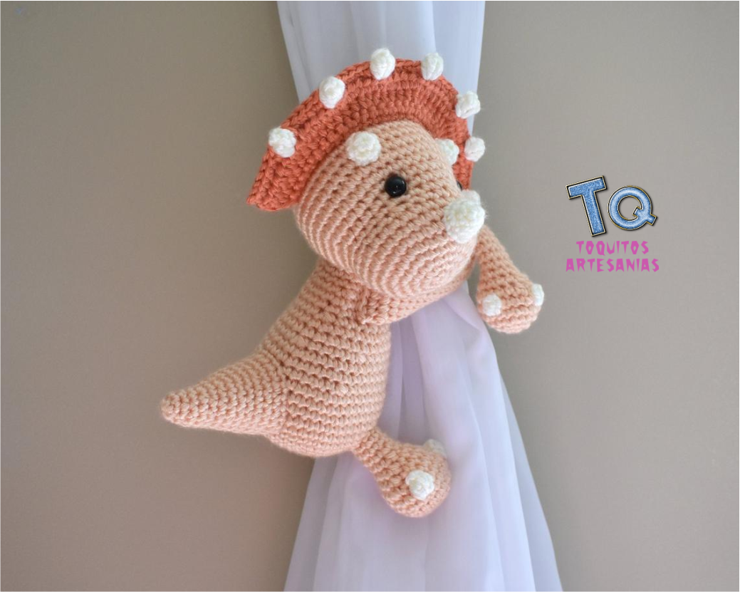 Dinosaurio Triceratops Sujeta Cortina - Imagen 2