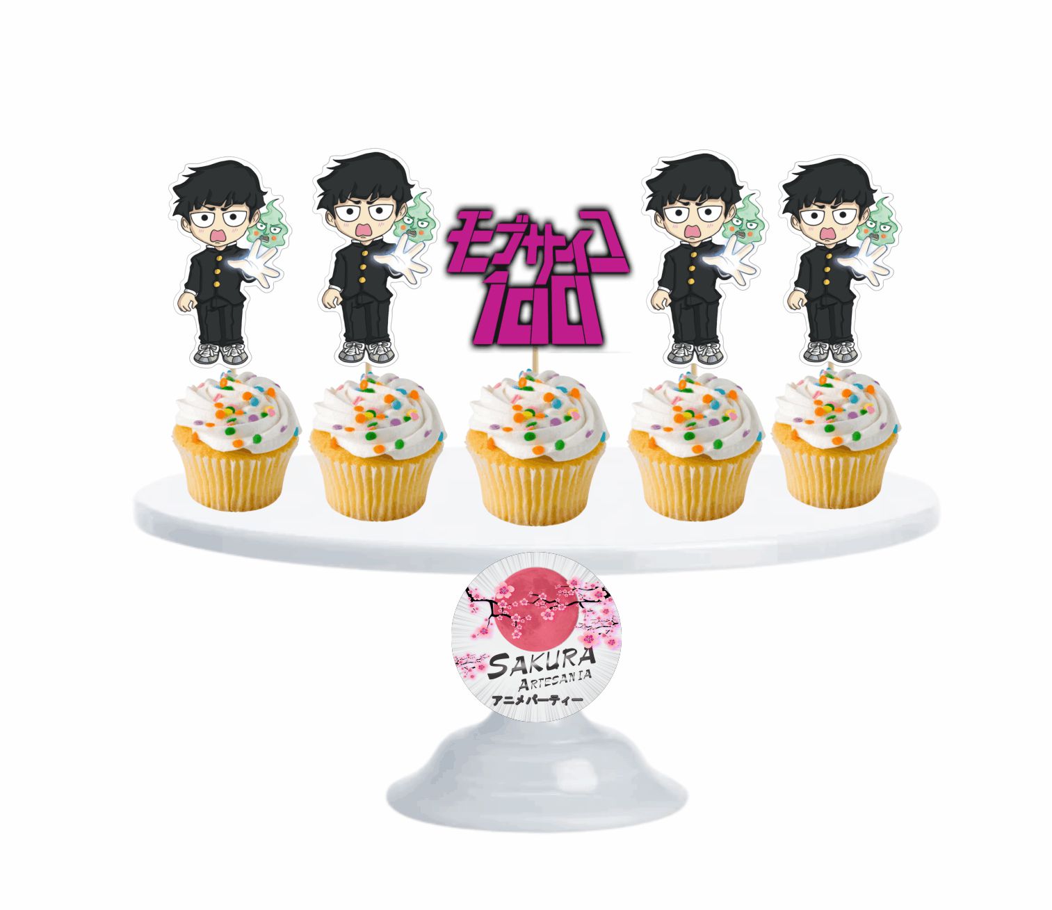 Cupcake Toppers Mob Psycho 100 x10u