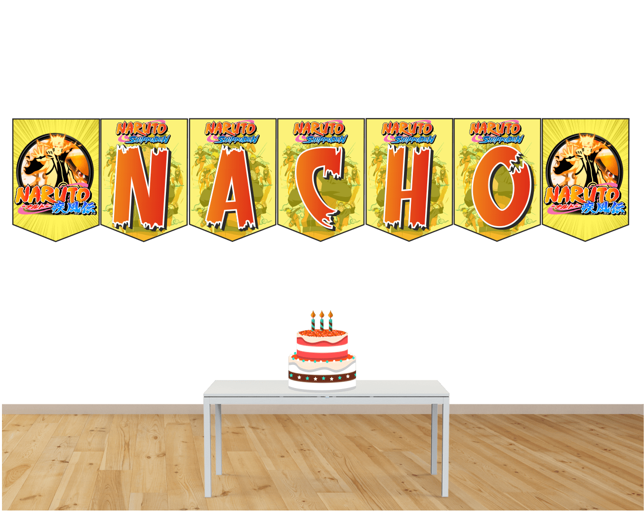 Naruto shippuden Banderín con nombre