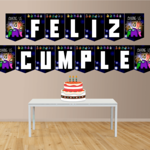 Among Us Banderín con Feliz Cumple