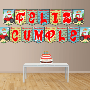 Tractor granja Zenón Banderín feliz cumple