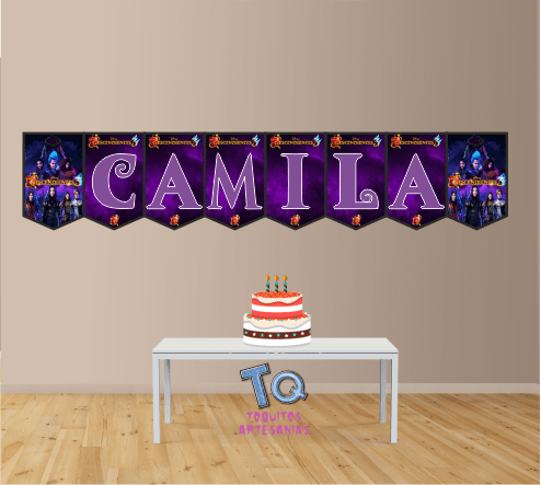 Descendientes Banderín con nombre