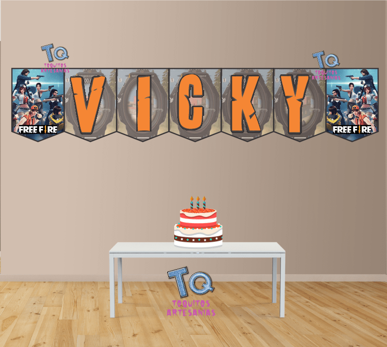 Free fire Banderín con nombre