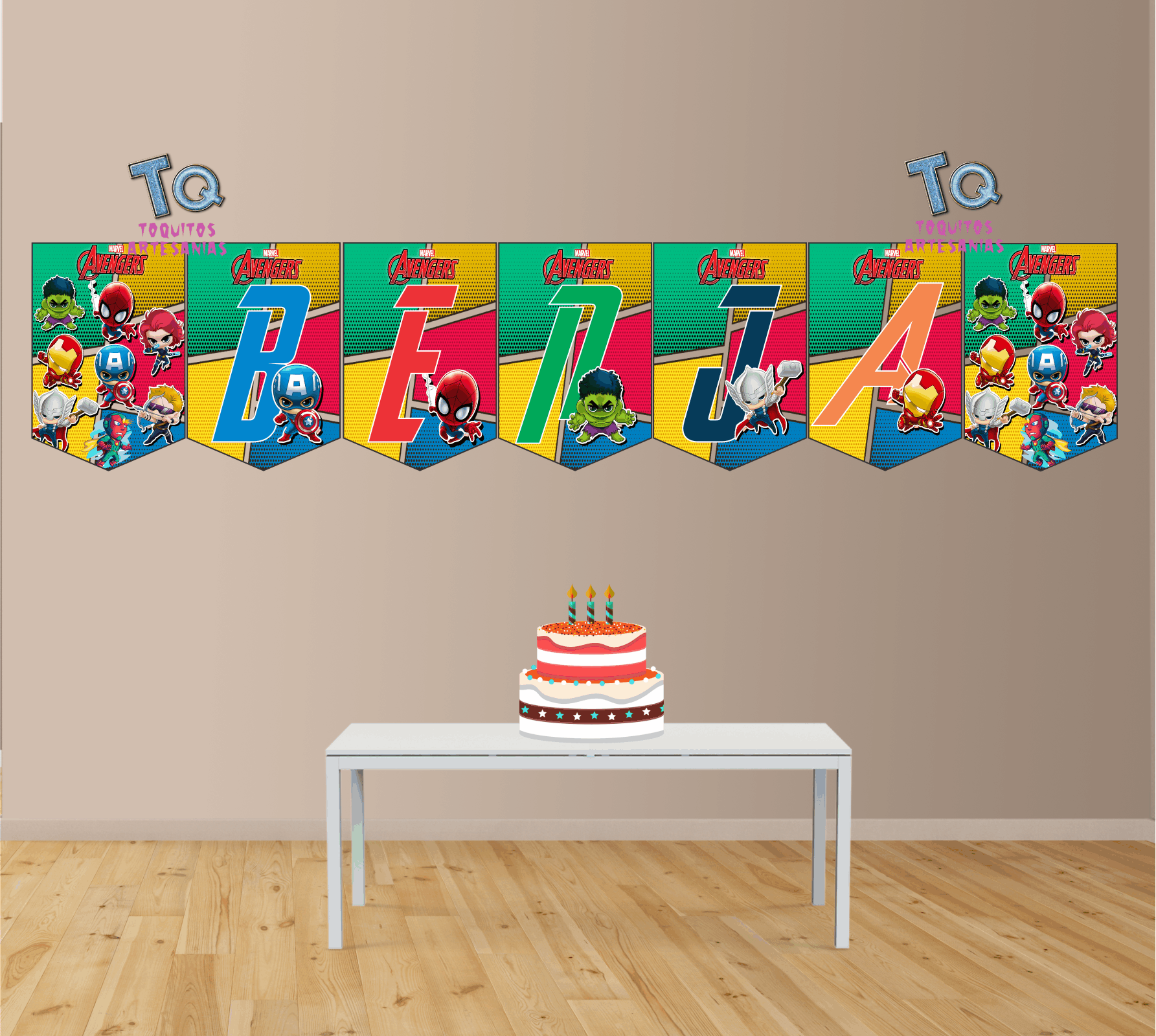 Los Vengadores Banderín con nombre