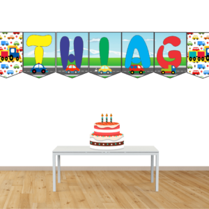 Autitos,tractor Banderín con nombre