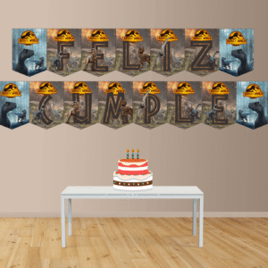 Jurassic World Dominion Banderín con feliz cumple